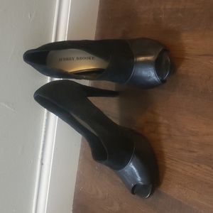 Audrey Brooke Suede & Leather Open Toe Booties